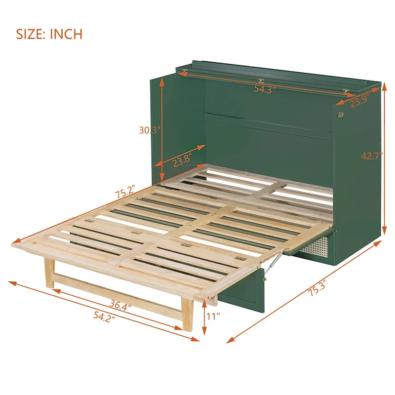 Nestfair Full-Size Murphy Bed with Spacious Drawers