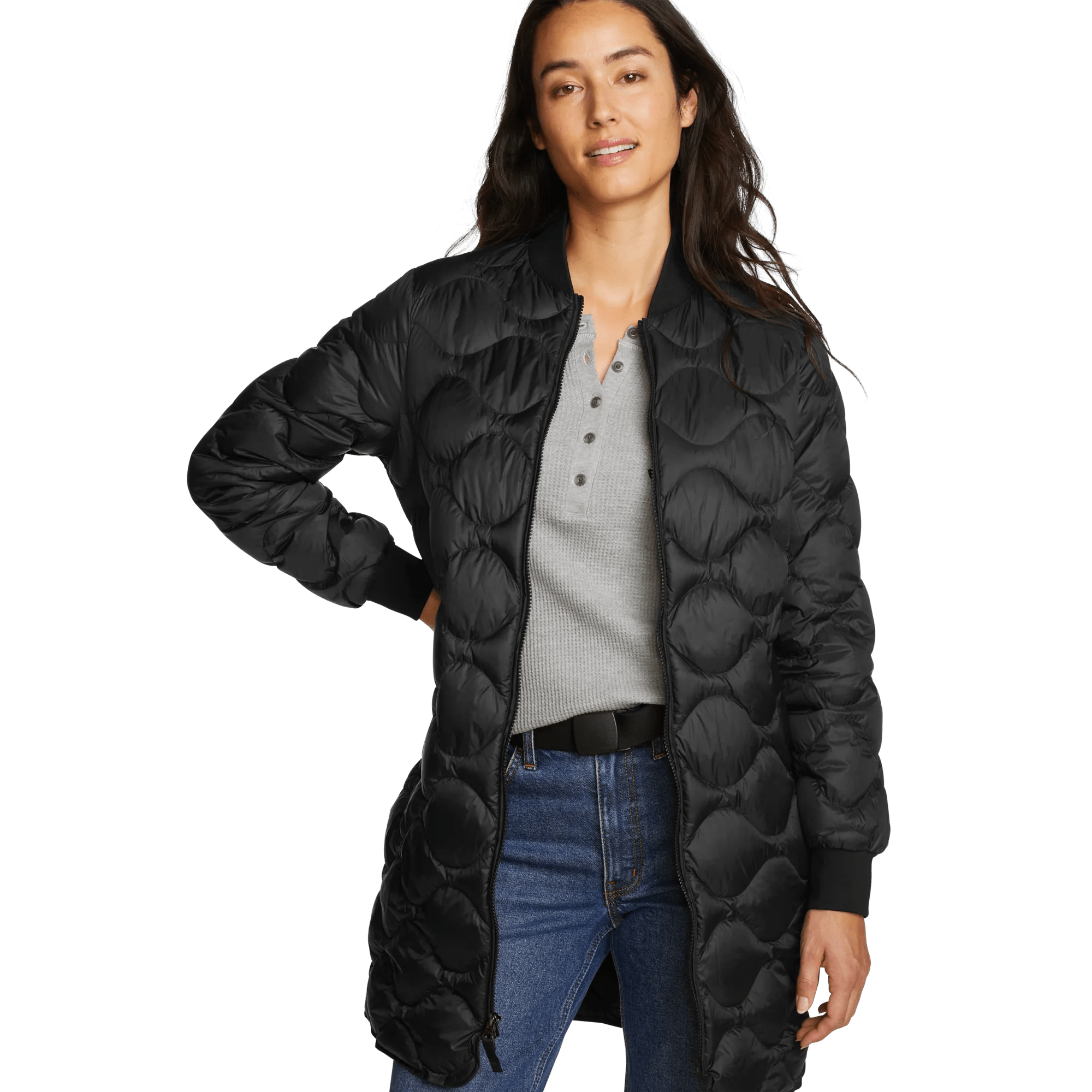 Women's Shaw Long Down Bomber Jacket - Eddie Bauer Outlet