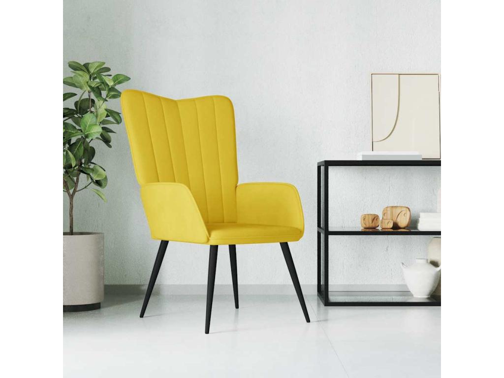 Sillón de Luzssnh de terciopelo amarillo mostaza