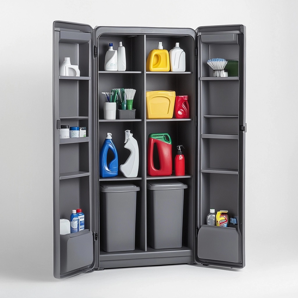 Armario de almacenamiento para exteriores multiusos grande plástico gris organización productos limpieza NB7544789