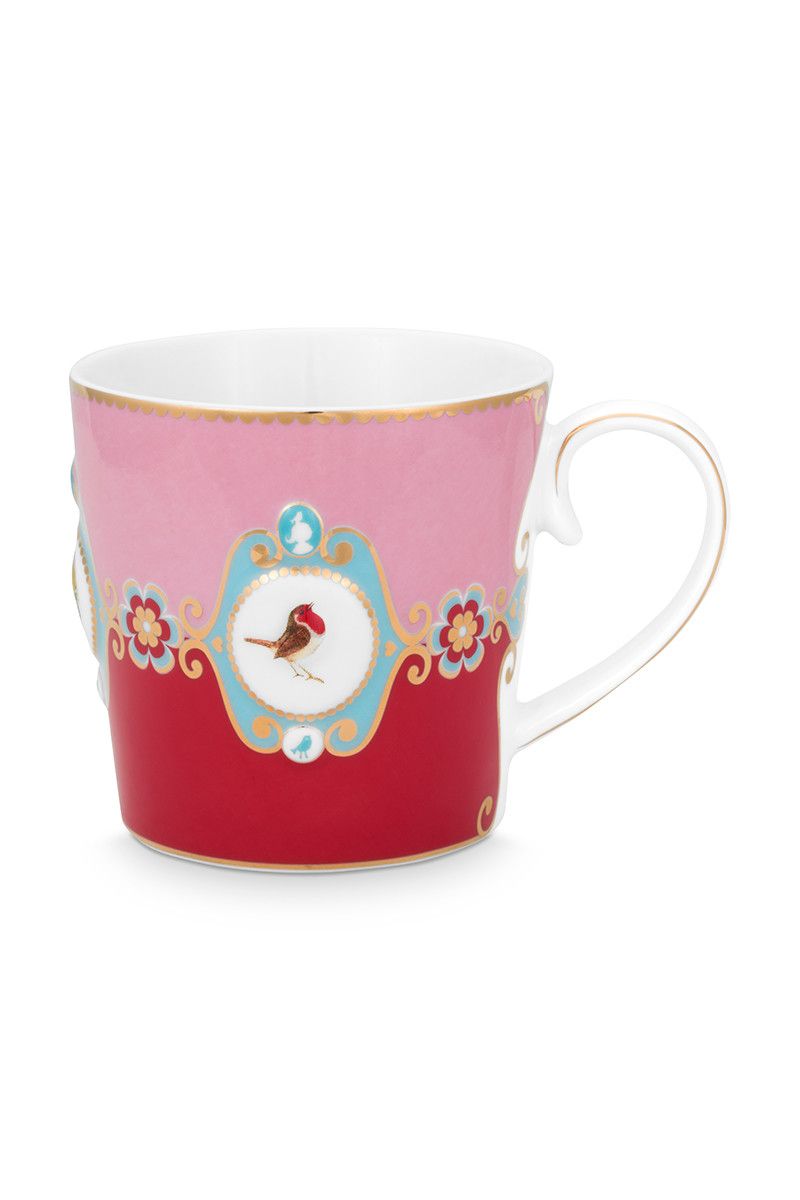 Mug Large Love Birds Medallion Red-Pink