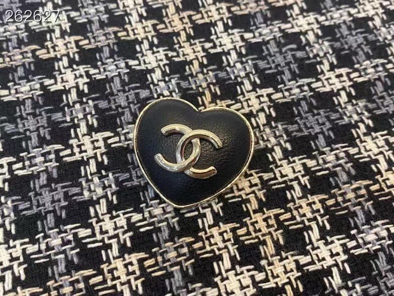 Chanel Black Leather Heart Brooch - Original Replica Club