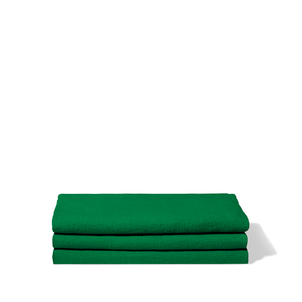 Serviette de bain en lin - Nid d'abeille - Vert Potager