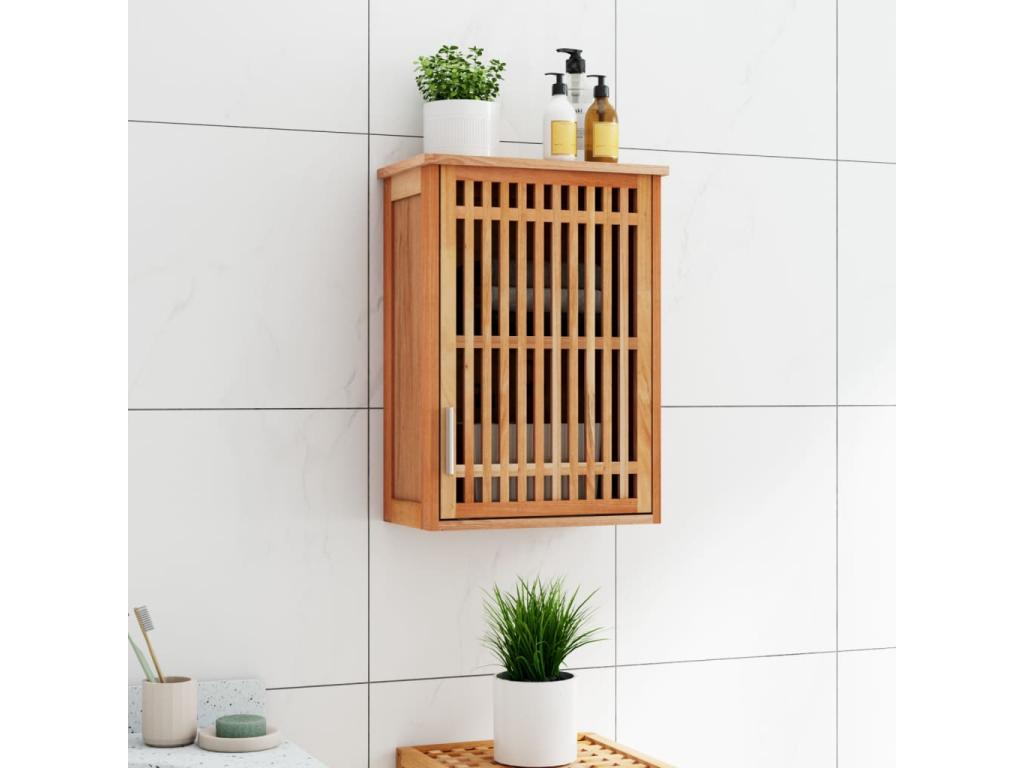 Armario de baño para pared madera maciza de nogal 42x23x60 cm
