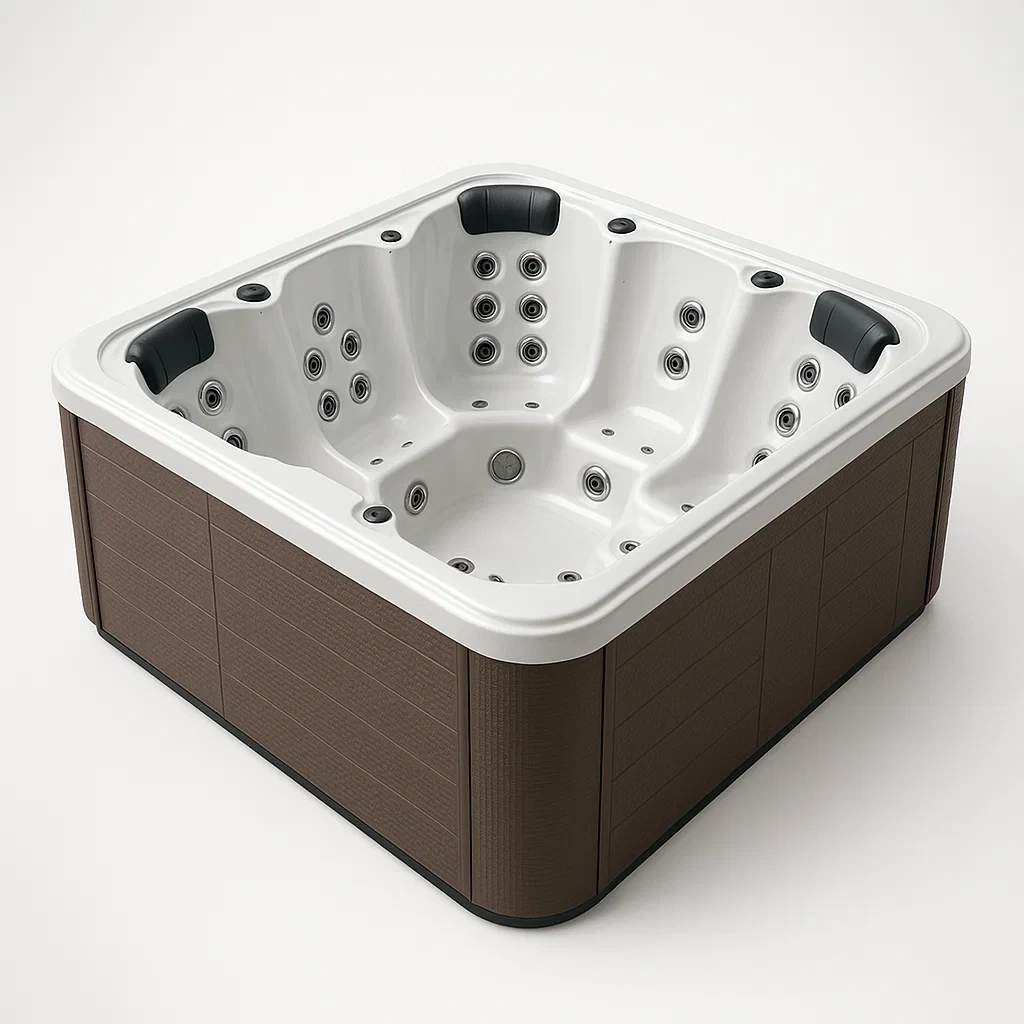 Spas rígidos 200x200x80 cm 3 asientos cuadrado marrón/blanco fuErZGa423fq