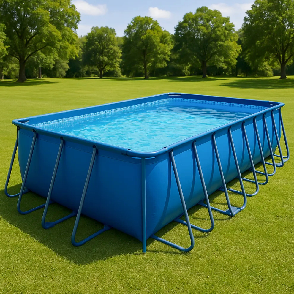 Piscina tubular rectangular Rectangular Sí Piscina Tubular PVC, Acero Exterior, Jardín, Patio Azul 732x366x132 cm plYhiSg635eJ