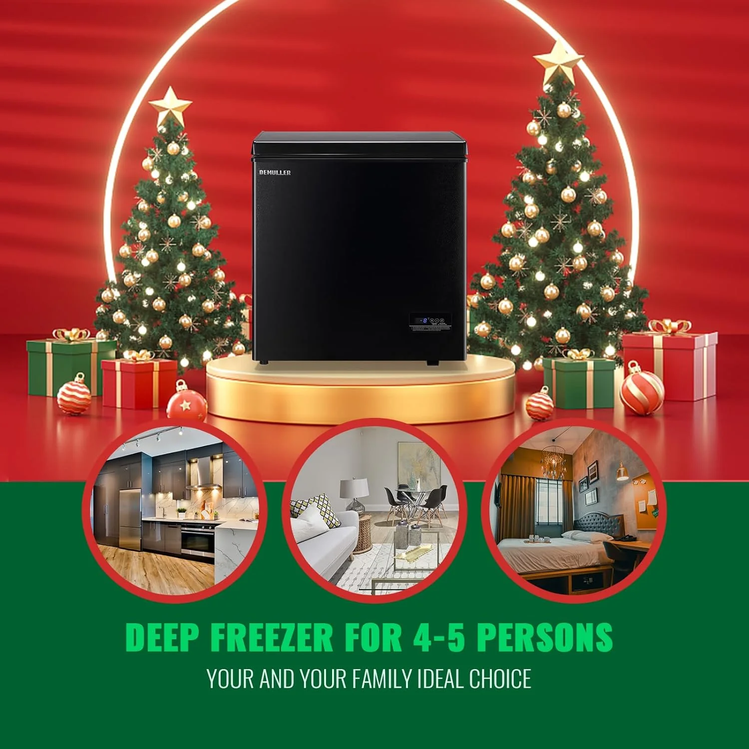 Chest Freezer 5.0Cubic Feet Deep Freezer Freestanding Freezers Removable Stainless Steel Basket