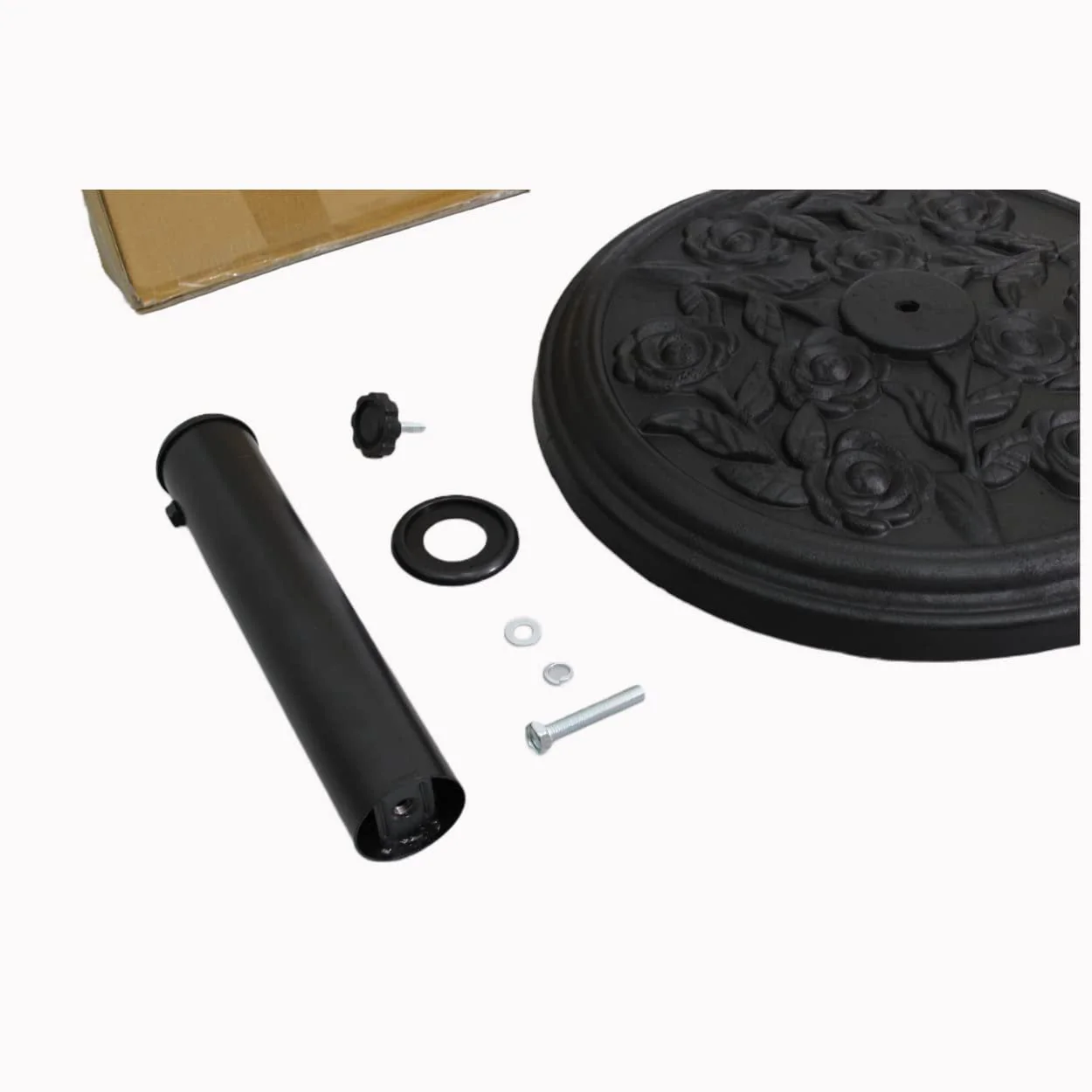 S4O Heavy Duty Round Outdoor Patio Pool Umbrella Base Stand w/ Black Rose Design - Image 2