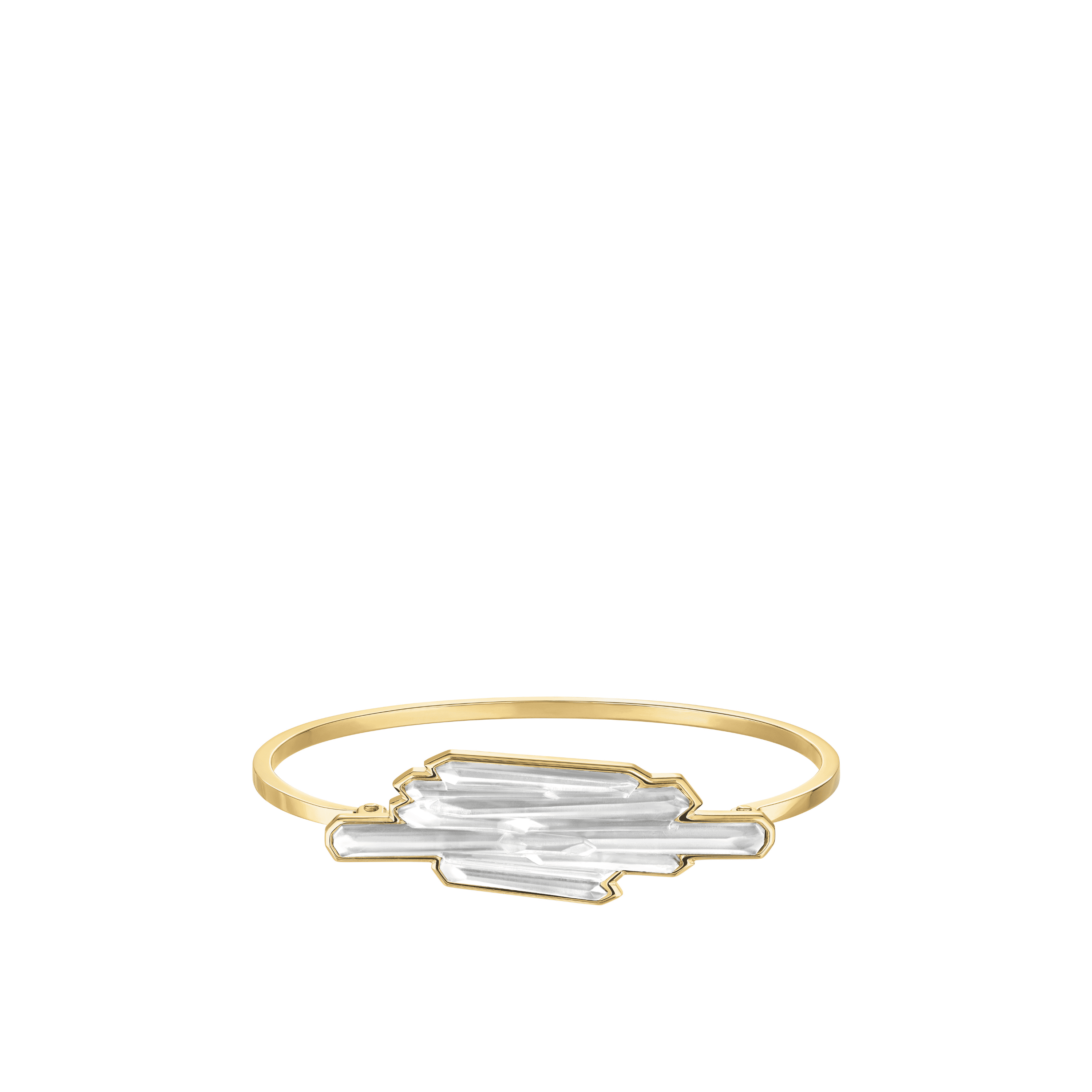 BRACELET JONC FLEXIBLE TERRAMINERAL - CRISTAL INCOLORE, PLAQUÉ OR JAUNE 18 CARATS