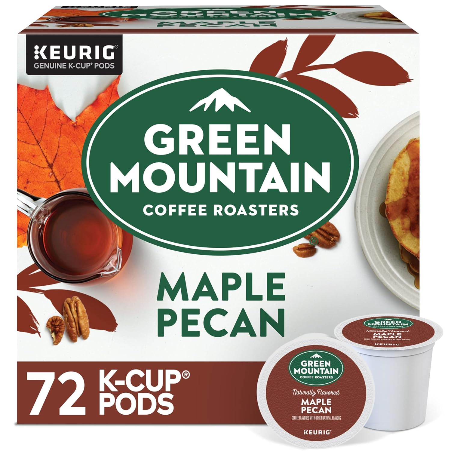 Green Mountain Coffee Roasters Maple Pecan. Single-Serve Keurig K-Cup Pods. Flavored Light Roast Coffee. 72 Count