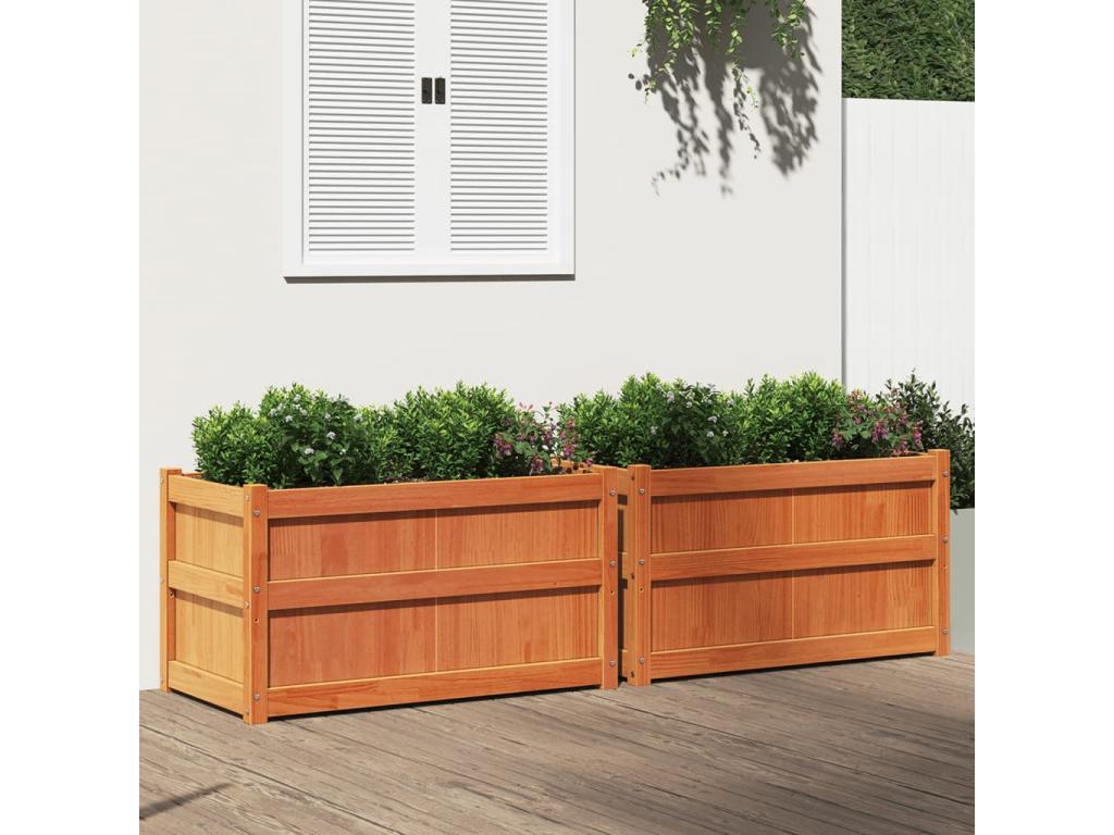 Decoratodo xterior 2 uds madera maciza de pino marrón cera