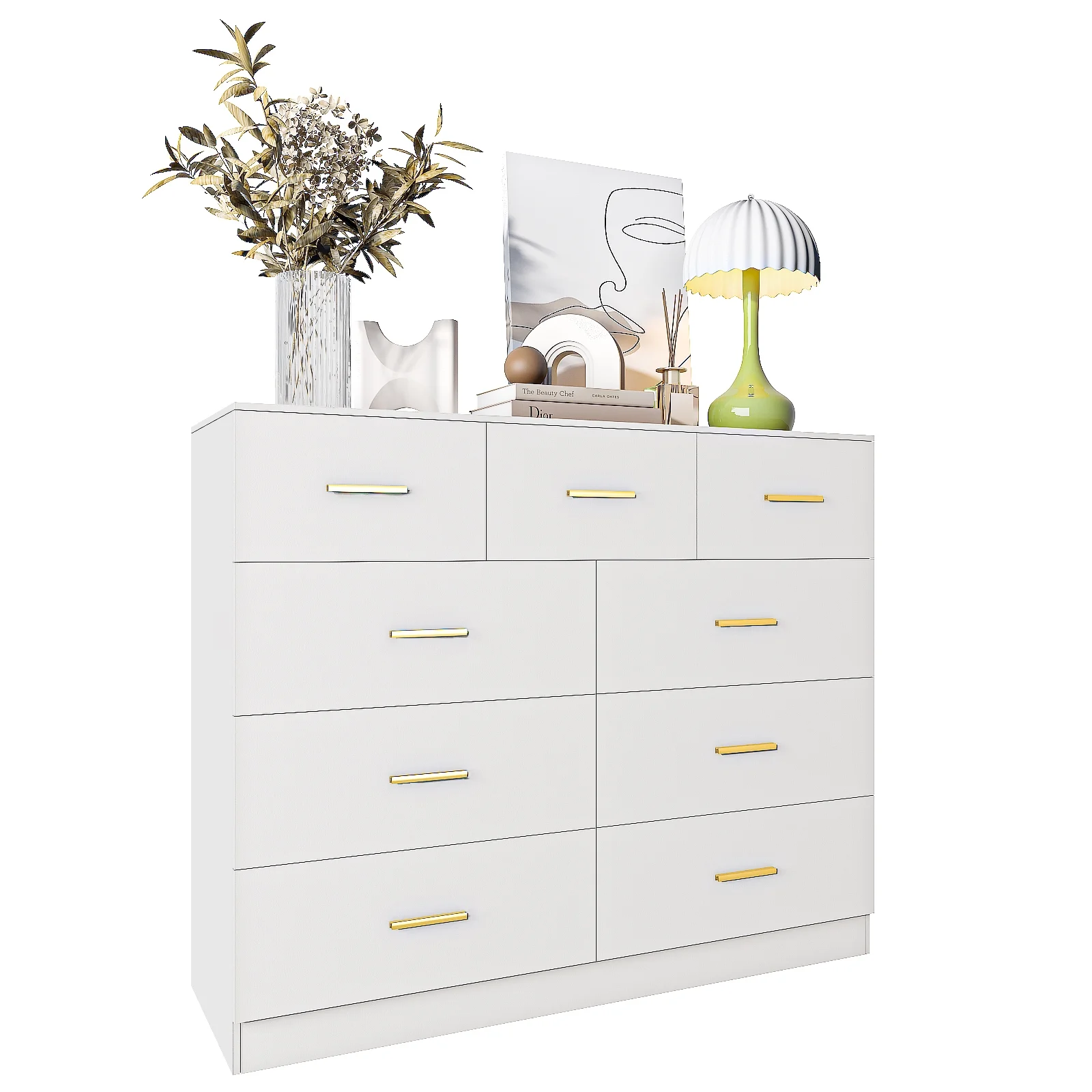 Ktaxon 6 Drawer Double Dresser Wood Dresser Storage Cabinet Drawer Organizer Chest Of Drawers, White - Image 27