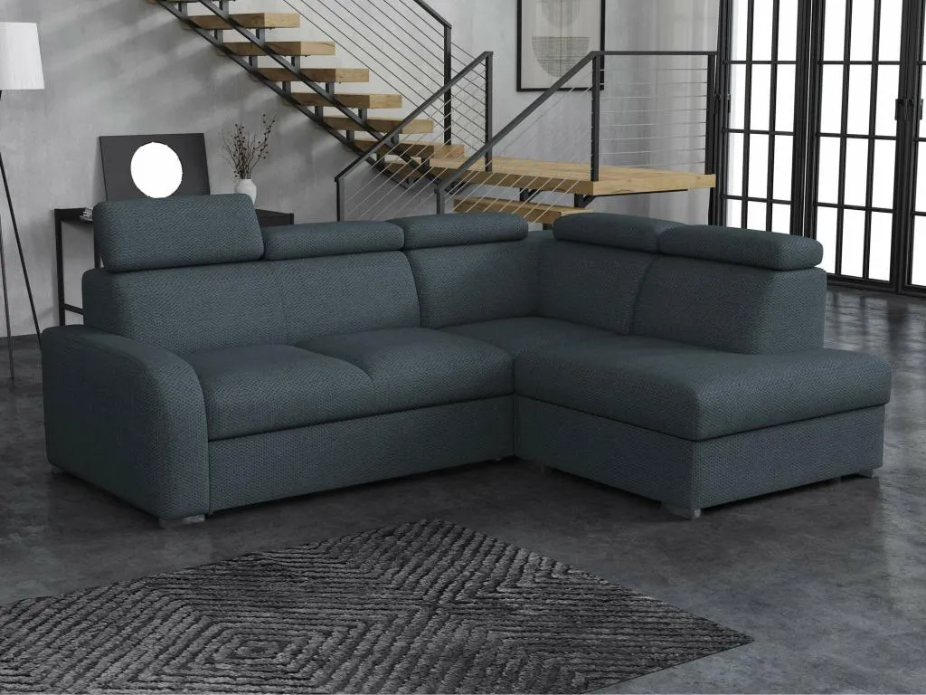Sofá rinconero Hogarmini 229 Azul Función de descanso Caja de ropa de cama 250x200cm 95381muvo