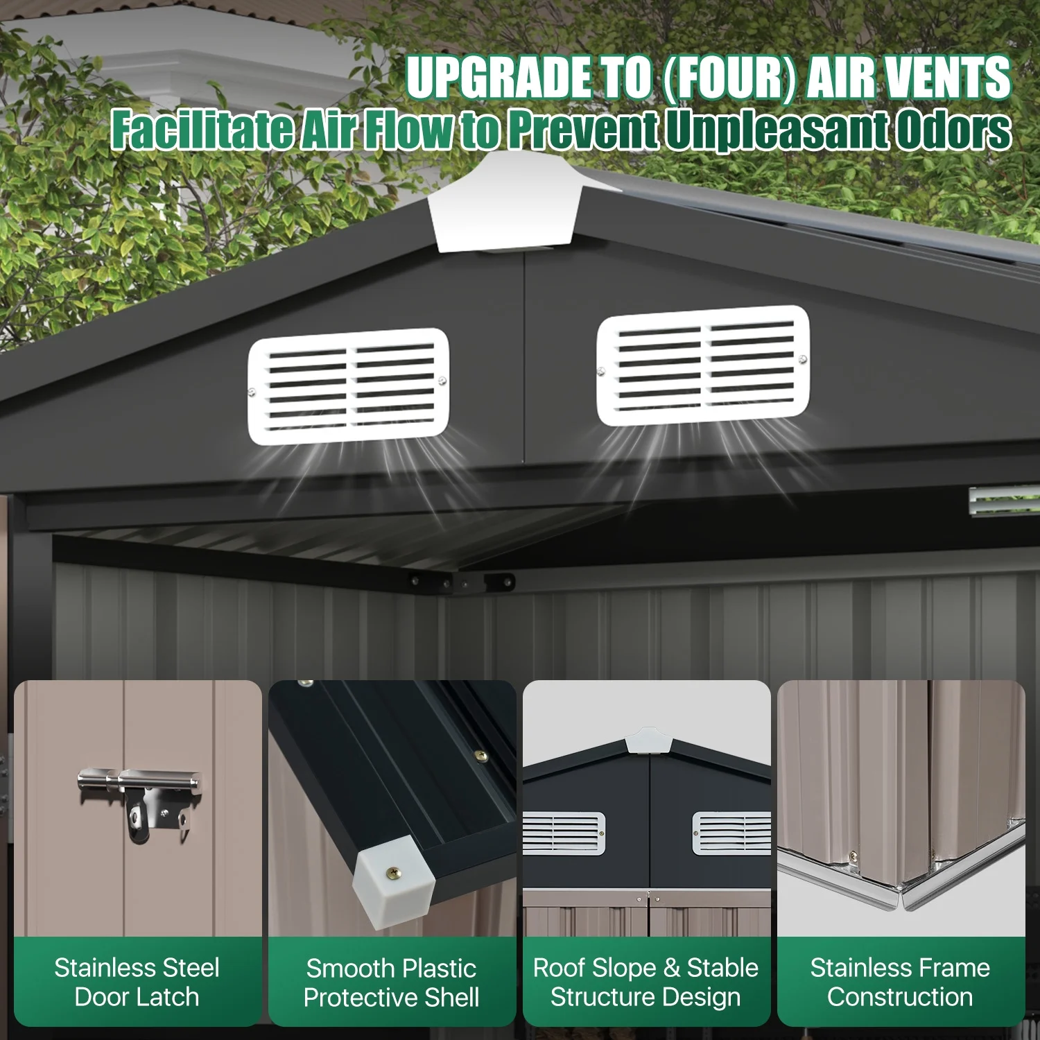 Clouddwell 6 ft. x 4 ft. Outdoor Storage Shed, Metal Garden Shed with Lockable Doors & Sloped Roof for Backyard, Patio, Poolside - Image 5