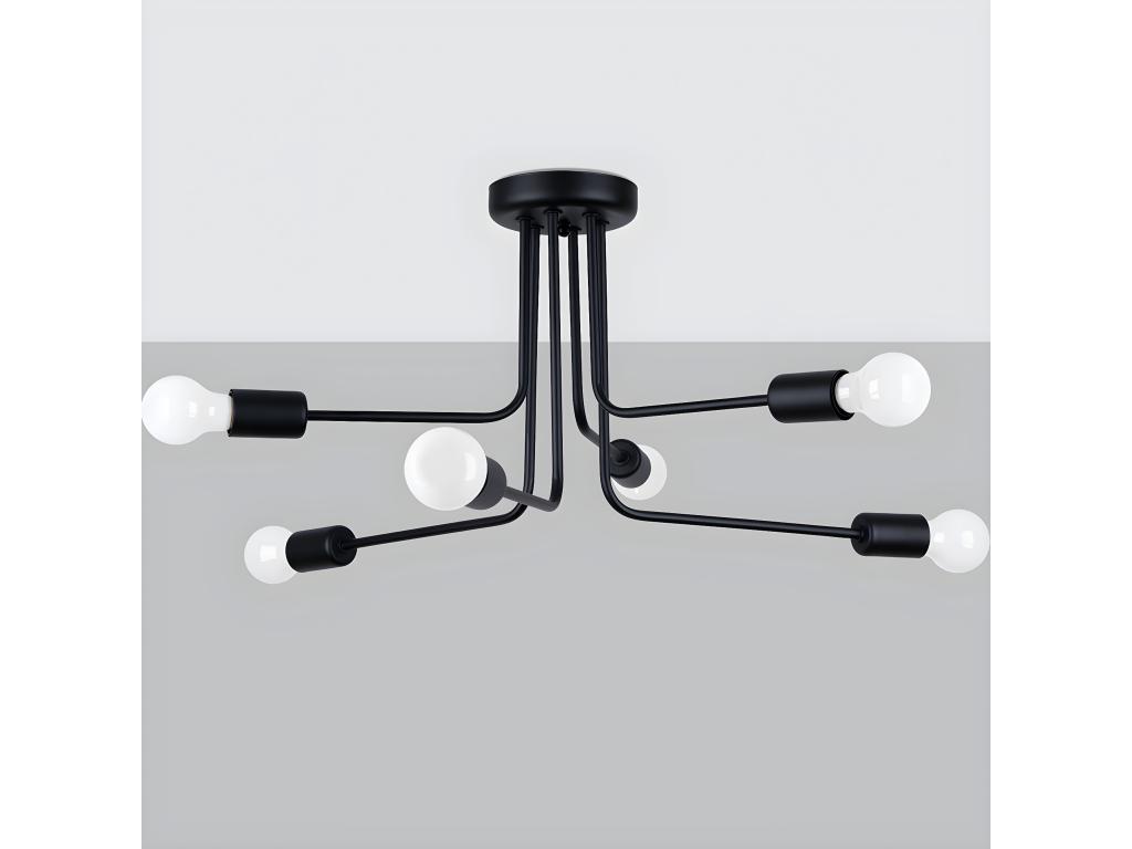 Candelabros Norah moderno de acero - 6 fuentes luminosas - L.68 x A.33 cm - negro