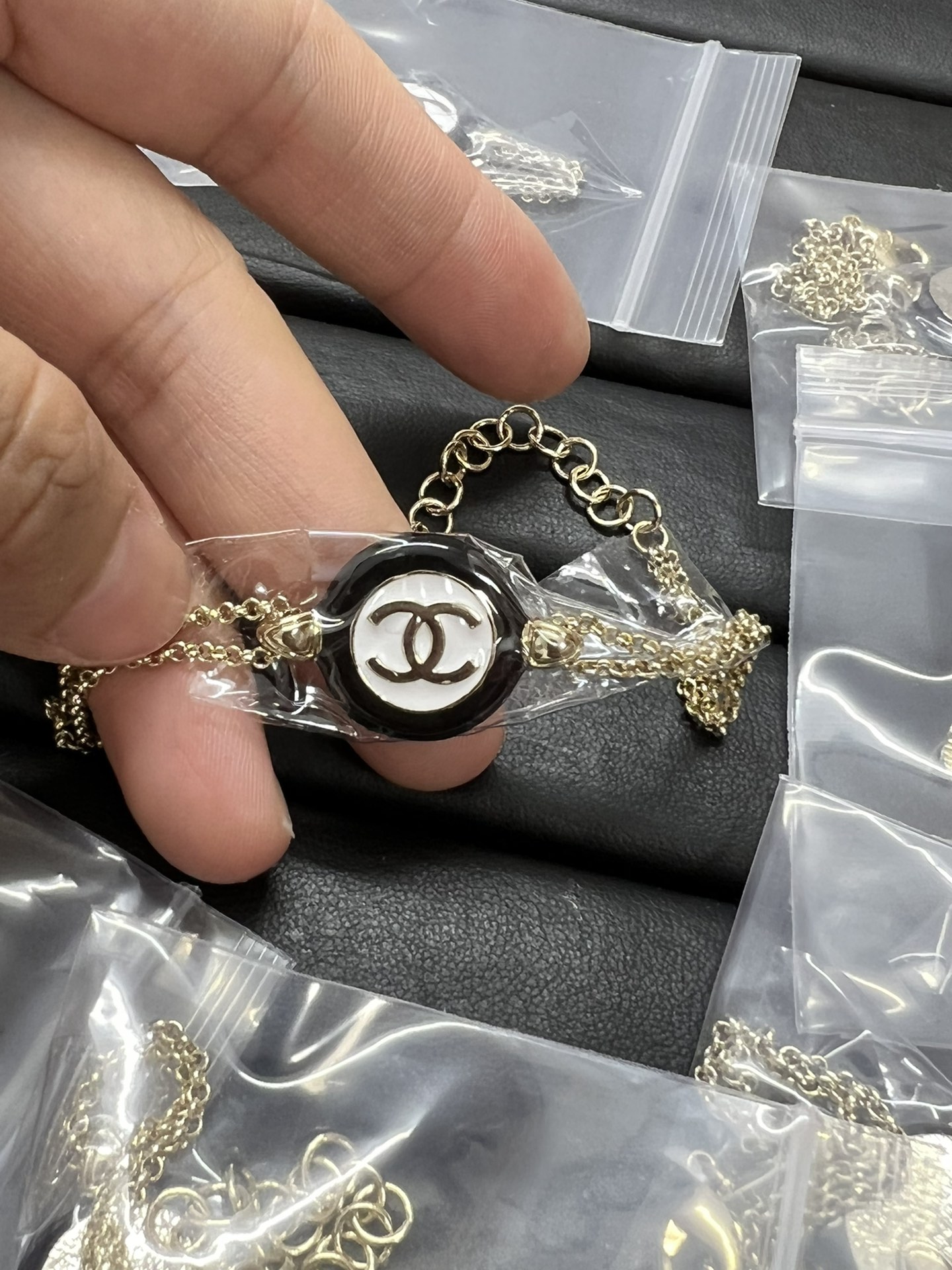 Chanel Two Layers Chain Black White Round CC Bracelet - Original Replica Club