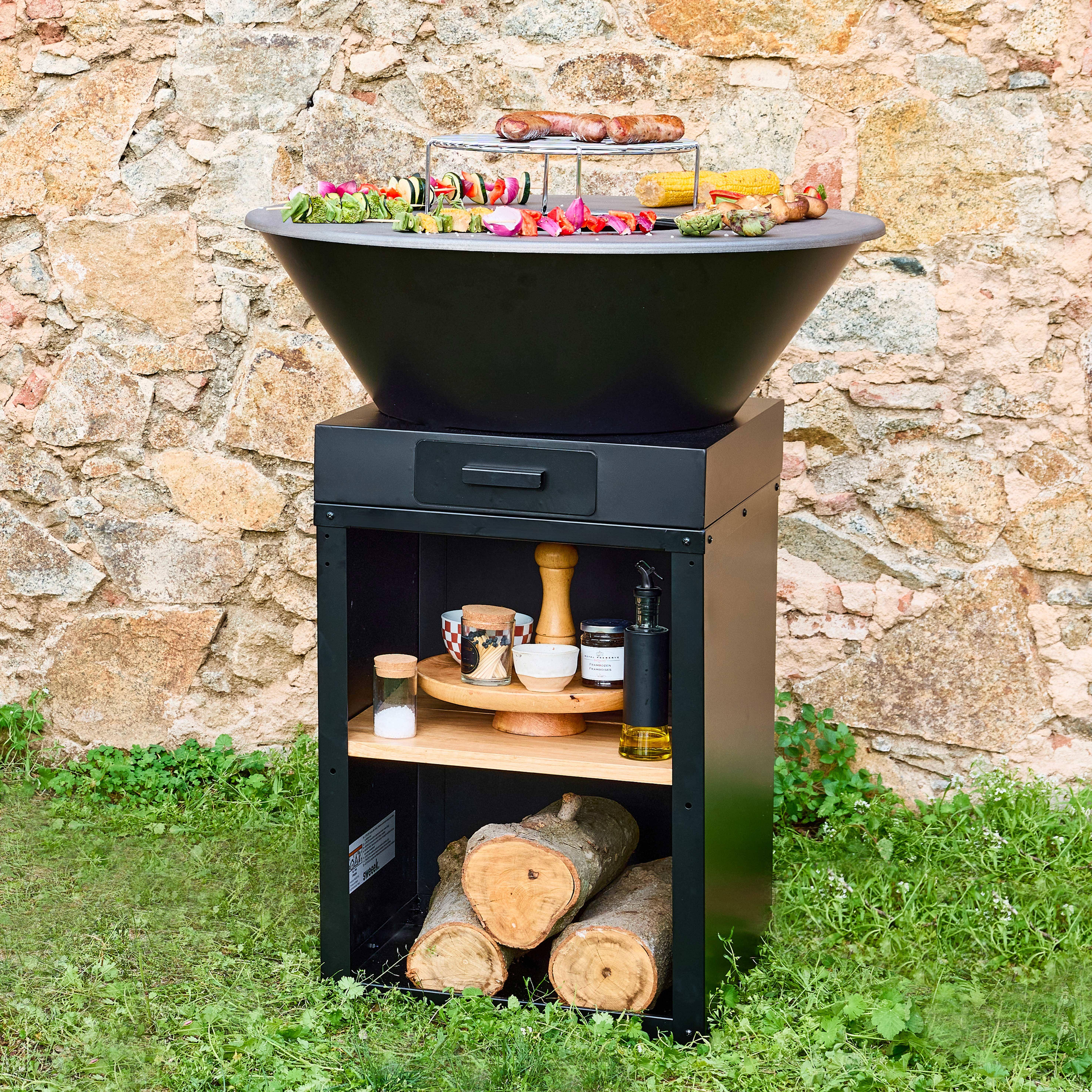 Mombacho con funda - Brasero barbacoa 81,5cm con parrilla de cocción con funda