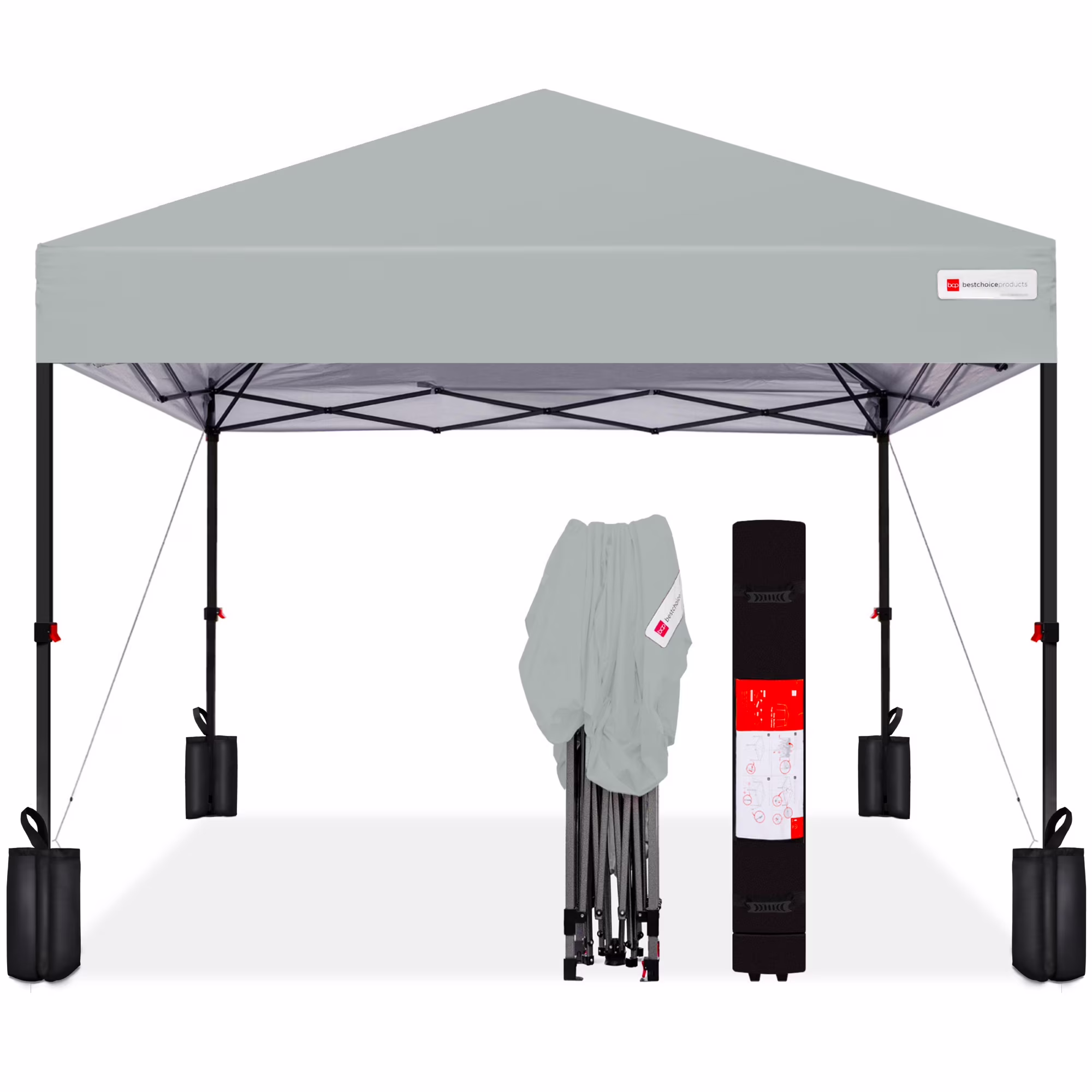 Best Choice Products 10x10ft Easy Setup Pop Up Canopy w/ 1-Button Setup, Wheeled Case, 4 Weight Bags - White - Image 45
