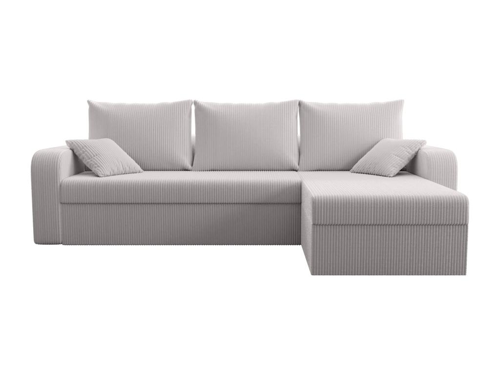 Sofá rinconera y reversible de terciopelo cotelé gris claro