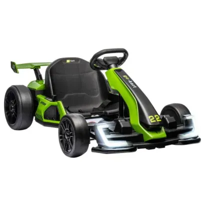 24V Electric Go Kart, with 300W Strong Motor, Drift/Sport Mode, Big Battery, Eva Tire,Length Adjustmen for Outdoor Racing Toy-Green