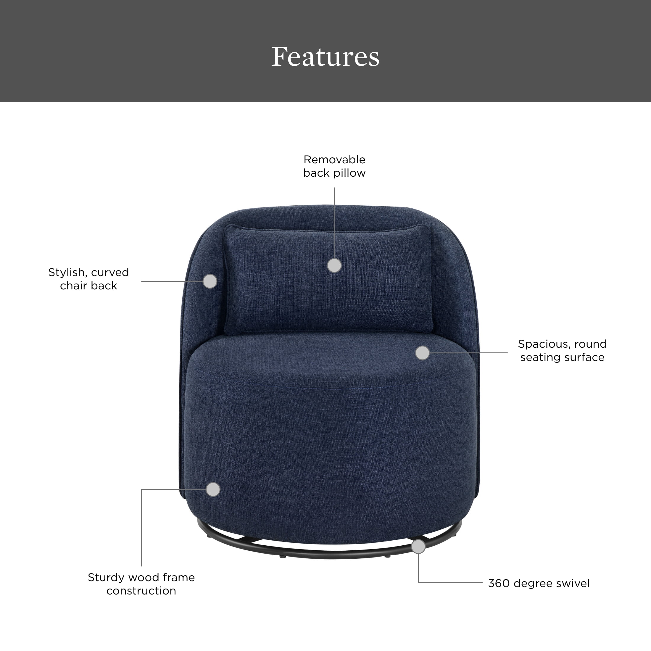Better Homes & Gardens Juliet Modern Arch Swivel Accent Chair, Cream Boucle - Image 15