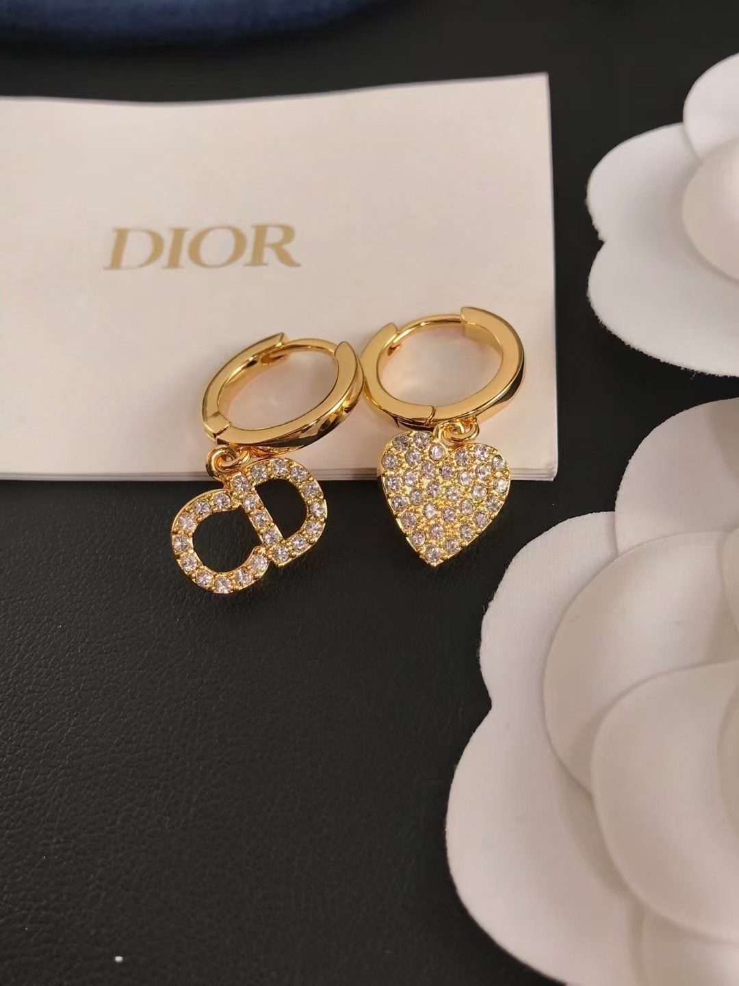 Dior Asymmetric Heart CD Dangle Earrings - Original Replica Club