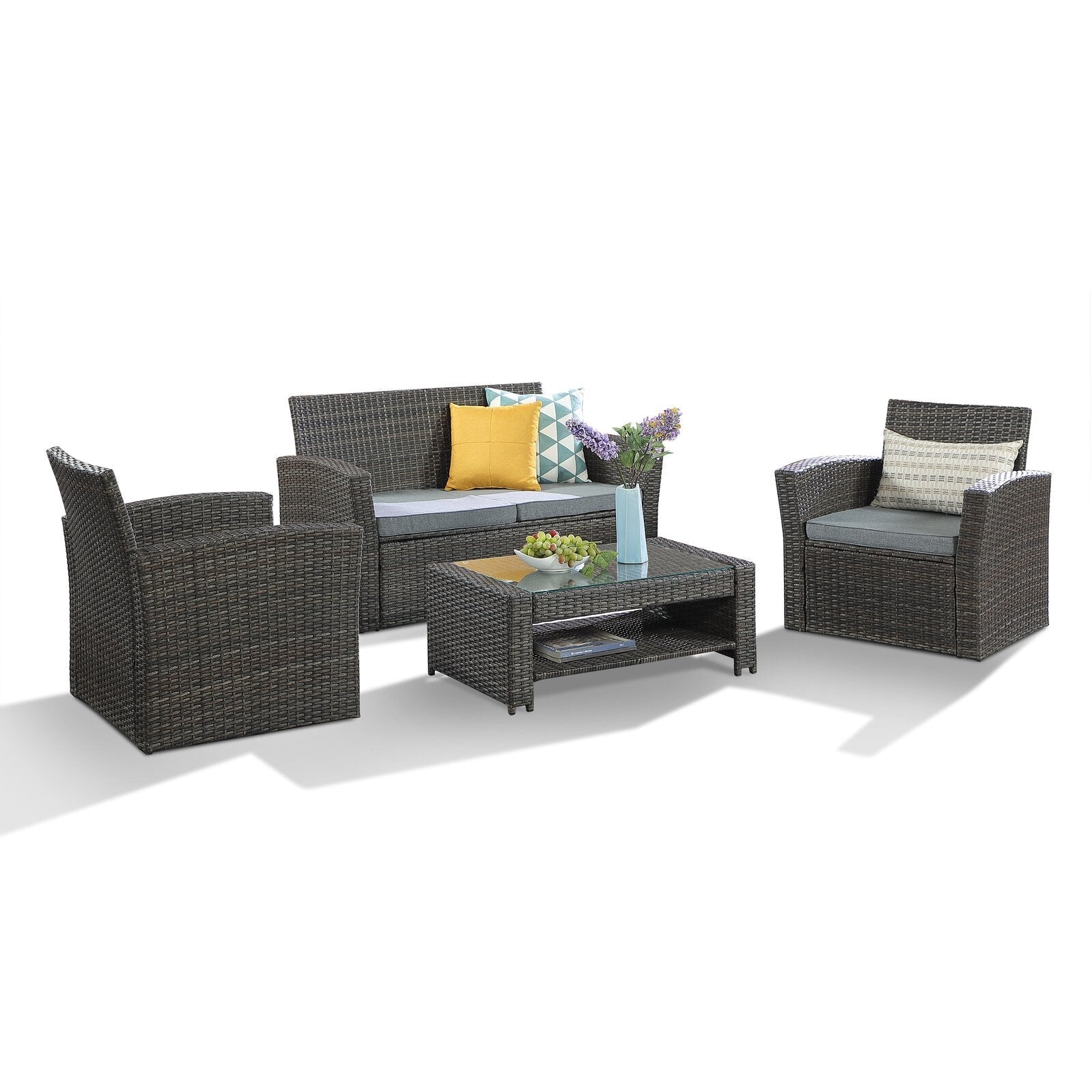 Avynlee Wicker/Rattan 4 - Person Seating Group with Cushions?(Set of 4)