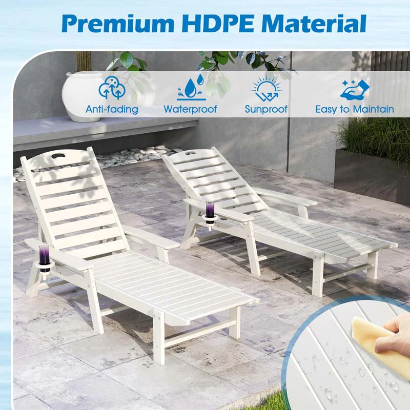 Eletriclife Patio Chaise Lounge Chair with 4 Position Backrest