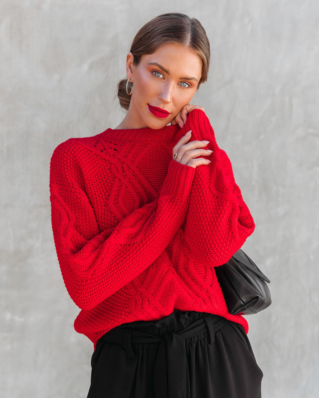 Always Delightful Cable Knit Pullover Sweater - Red - Se7enfashion