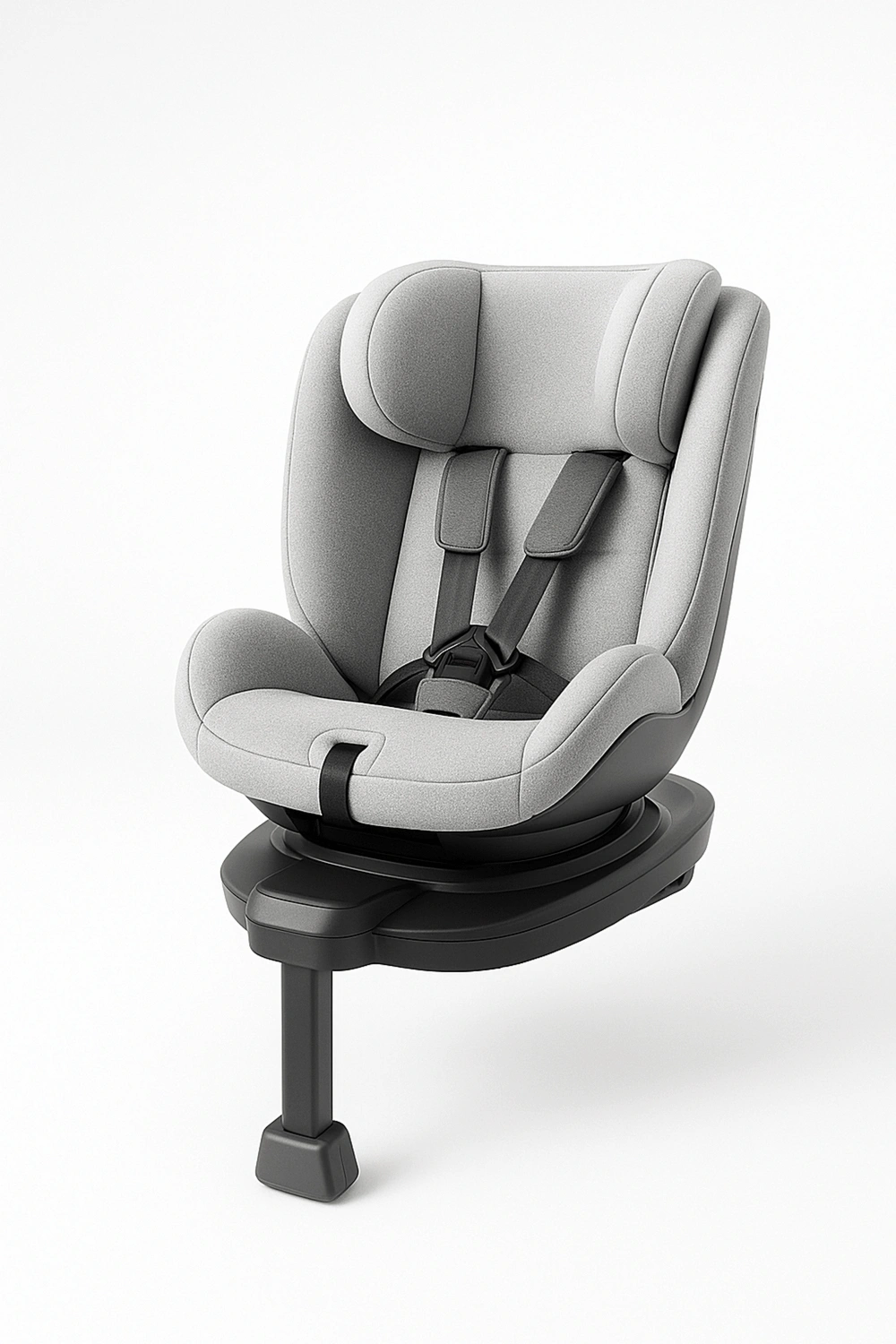 Silla de coche giratoria 360° con respaldo ajustable en 8 posiciones y reposacabezas ajustable en 12 alturas, hasta 22 kg, arnés de 5 puntos y protección lateral, Asientos de coche, gris claro, 0-12 años