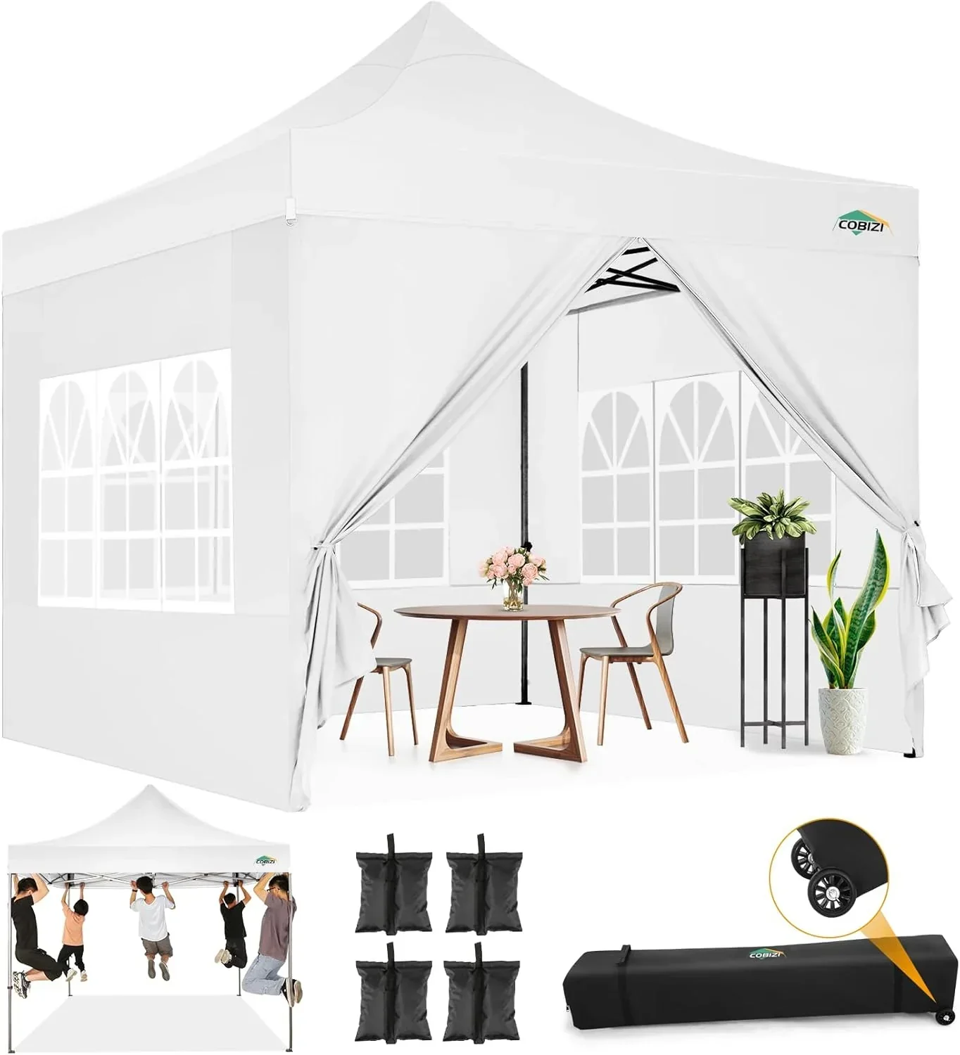 COBIZI 10x20 Heavy Duty Pop up Canopy Tent 6 sidewalls Commercial Canopy Wedding Party Tents