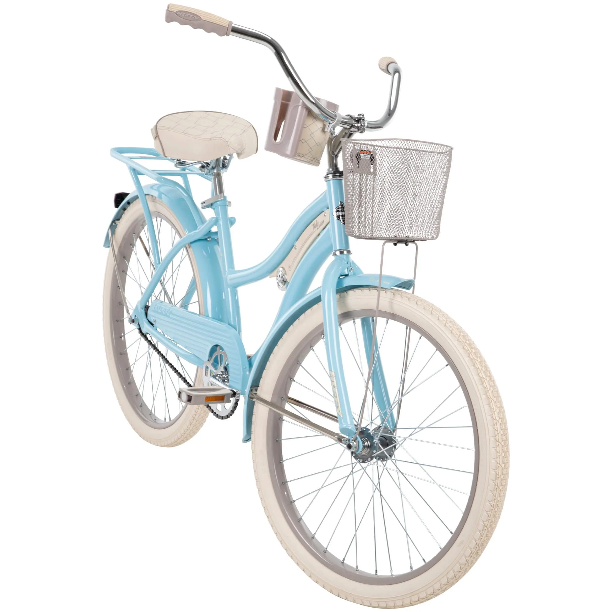 24 In. Girls Nel Lusso Women's Classic Beach Cruiser Bike, Light Blue - Image 9