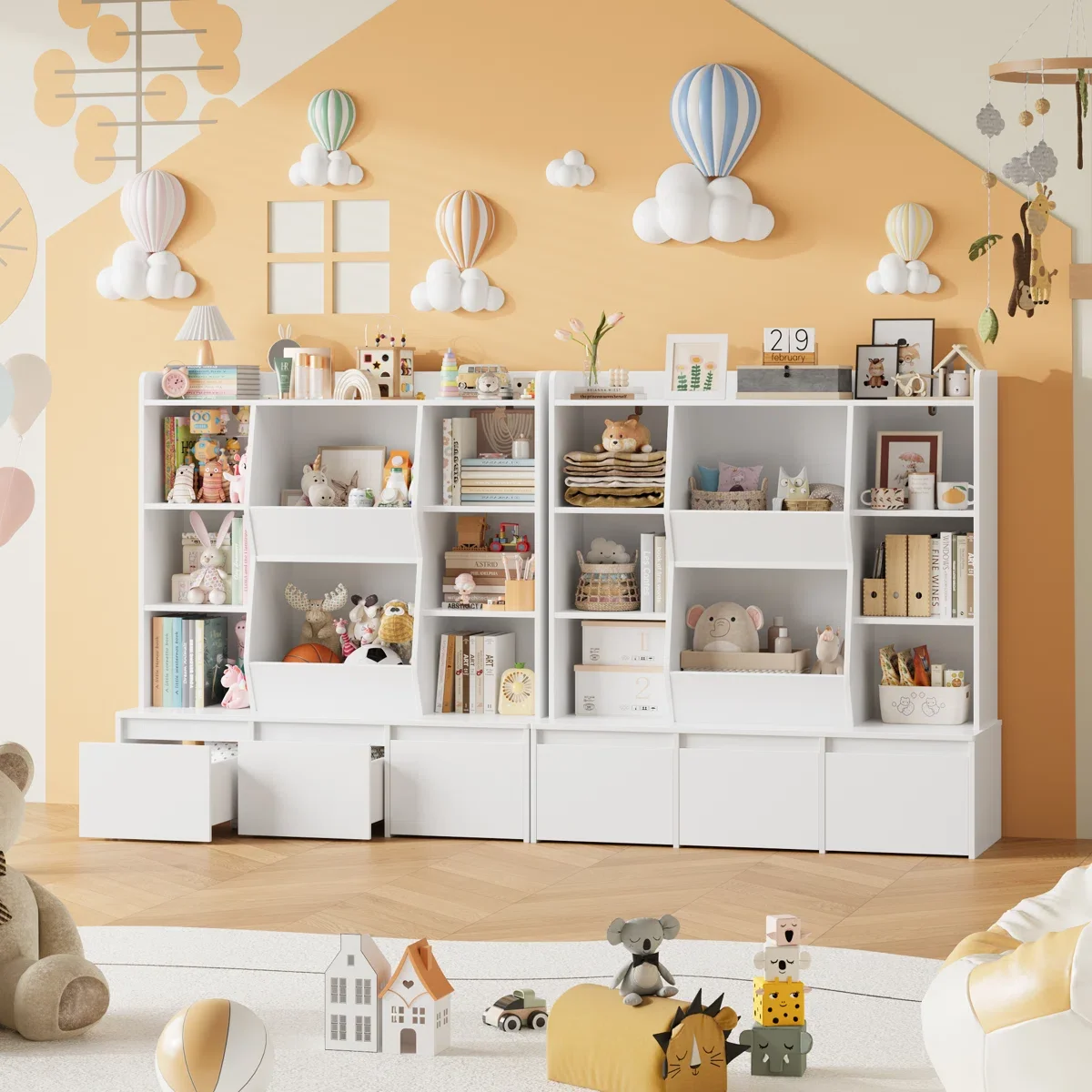 Hiphuta Large Toy Storage Organizer with 4 Shelves, 8 Cube Storage Kids Bookcase for Playroom, Toy Organizer for Kids, White - Image 3