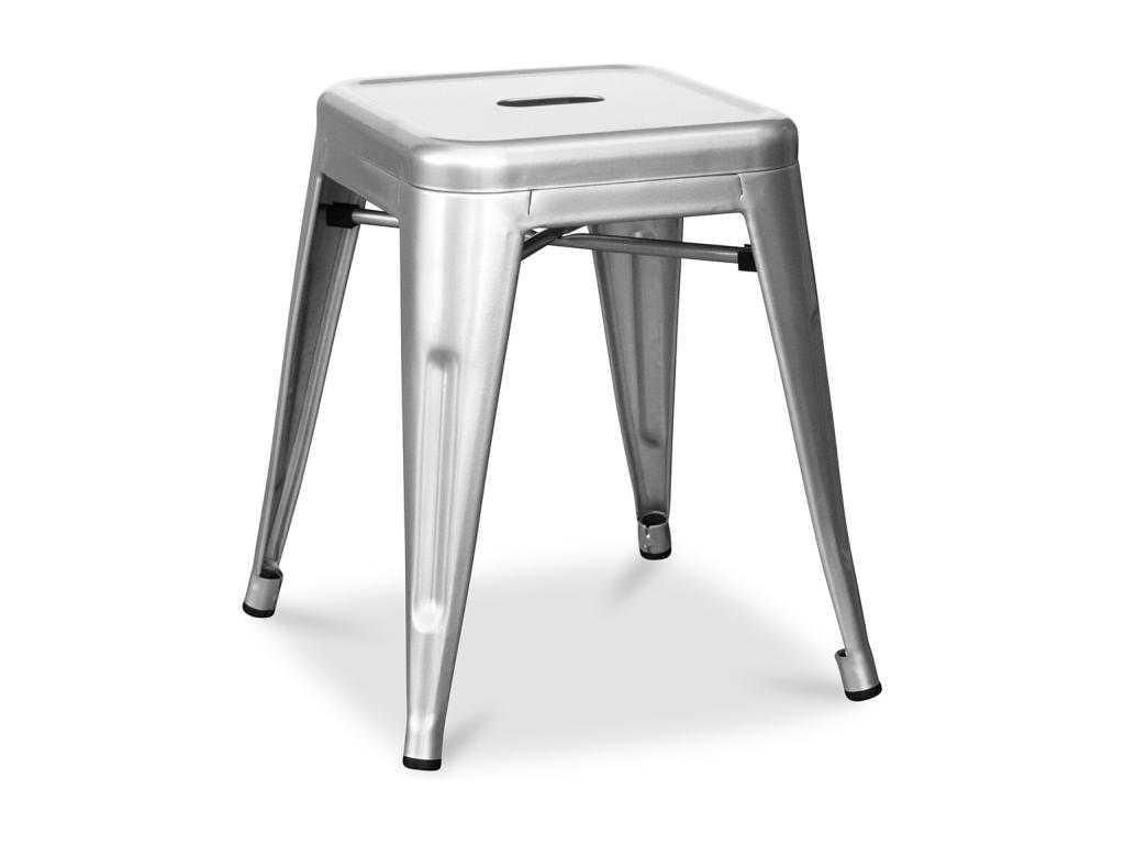 Taburete industrial pequeño Kalax de acero brillo reforzado 45 cm - Alta gama-Color Blanco
