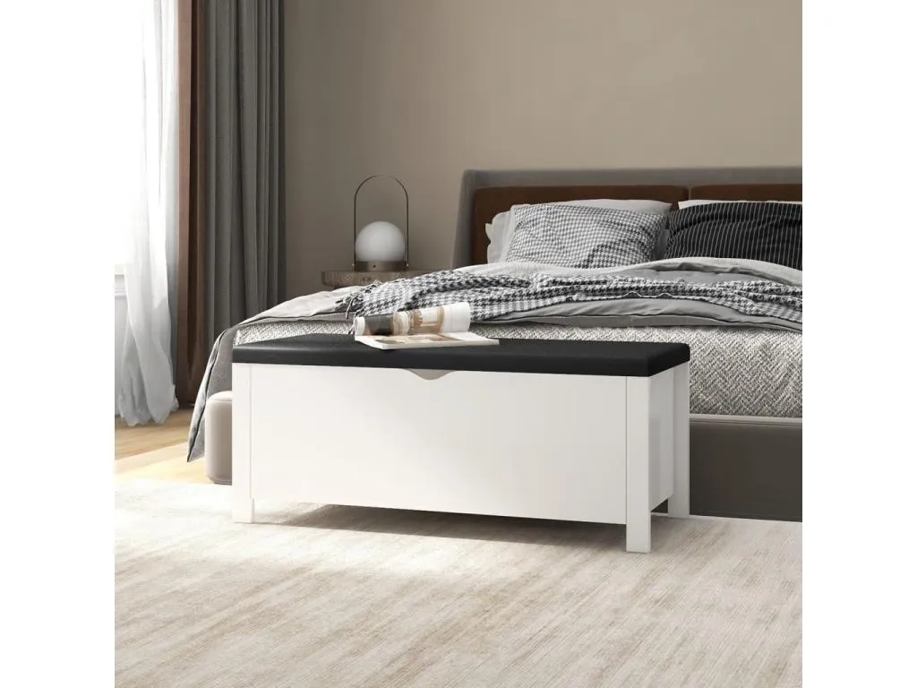 Caja de almacenaje para cojines blanco 105x40x45 cm madera contrachapada gvj3615595