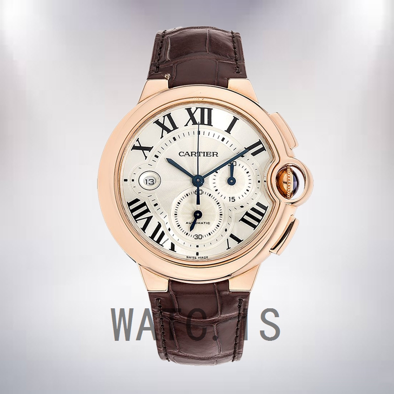 Cartier Ballon Bleu W6920009 47mm Men's Silver Dial Leather Strap