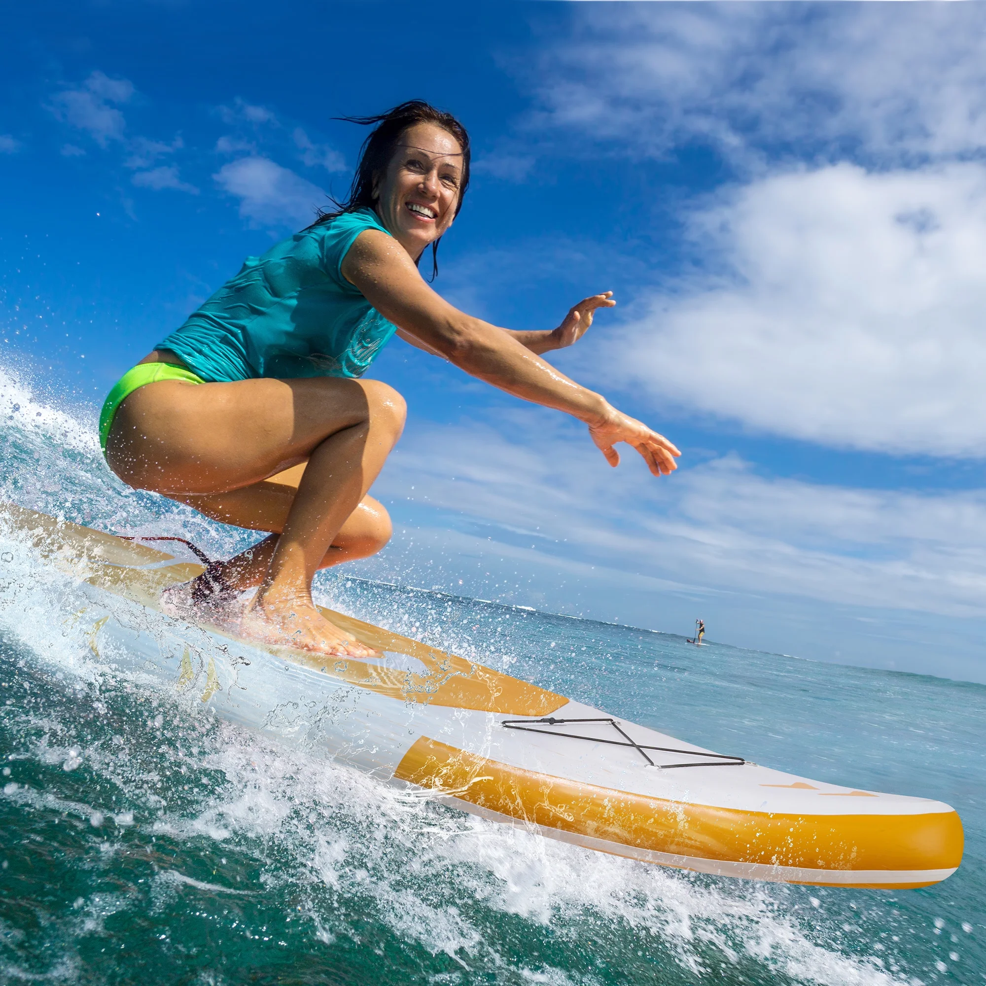 Naipo 120"x30"x6" Inflatable Paddle Board Stand Up Paddle Board SUP Board Ultra-Light (17LBS) For Summer Surfing, Orange - Image 10