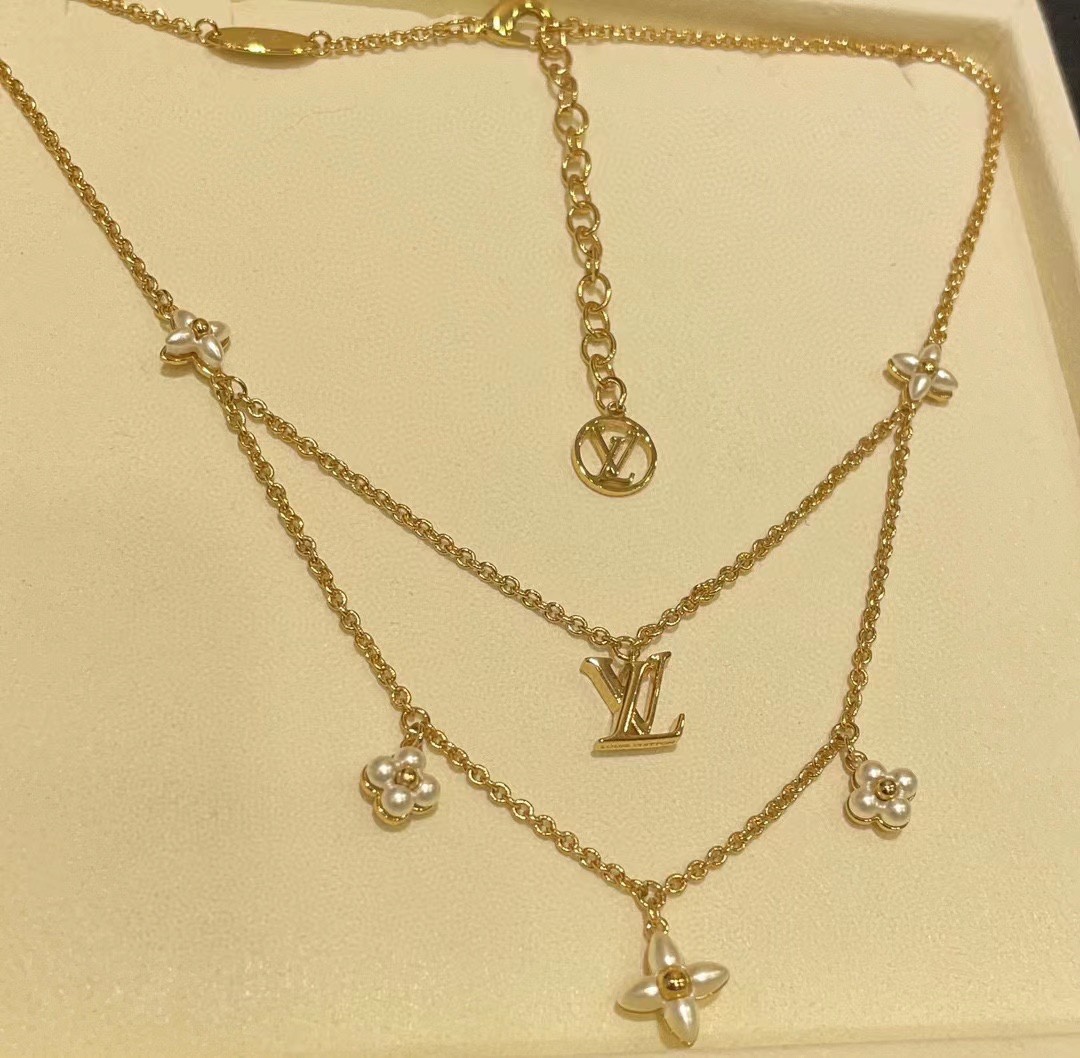 Louis Vuitton Layered Floragram Necklace - Original Replica Club