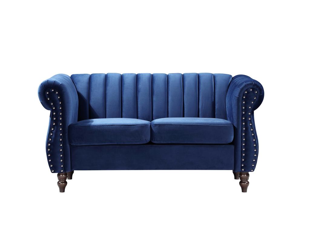 Sofá chesterfield 2 plazas de terciopelo Azul real TRUMBO
