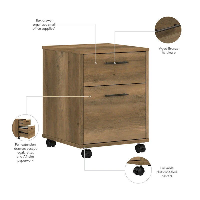 Bush Furniture Key West Mobile File Cabinet with 2 Drawers