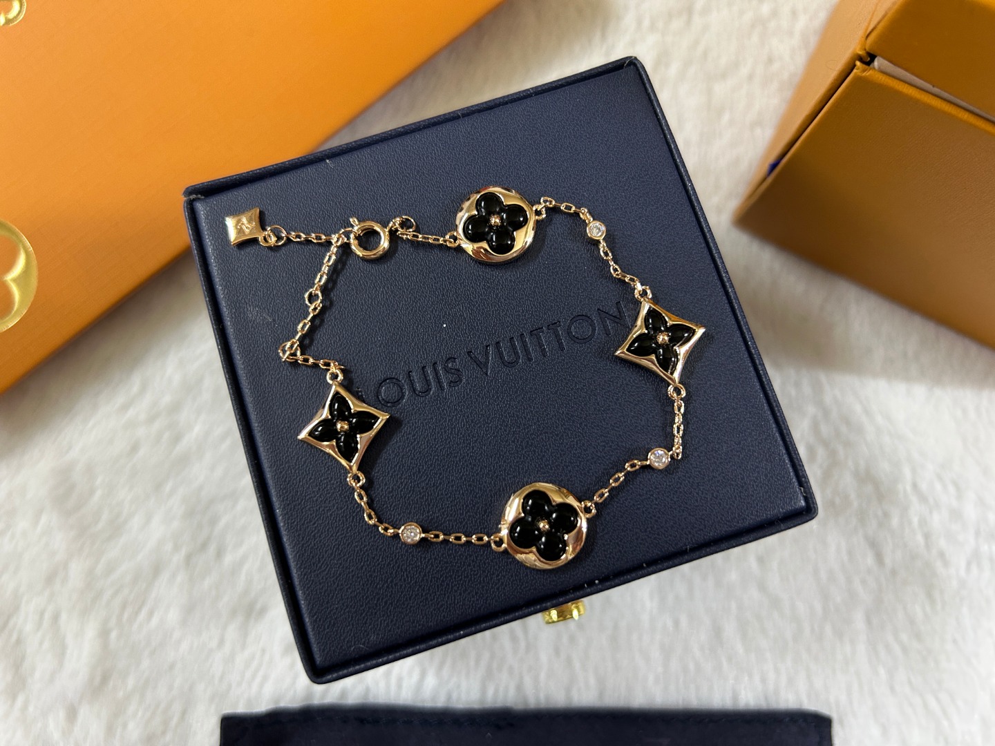 Louis Vuitton Black Carnelian Color Blossom Bracelet - Original Replica Club