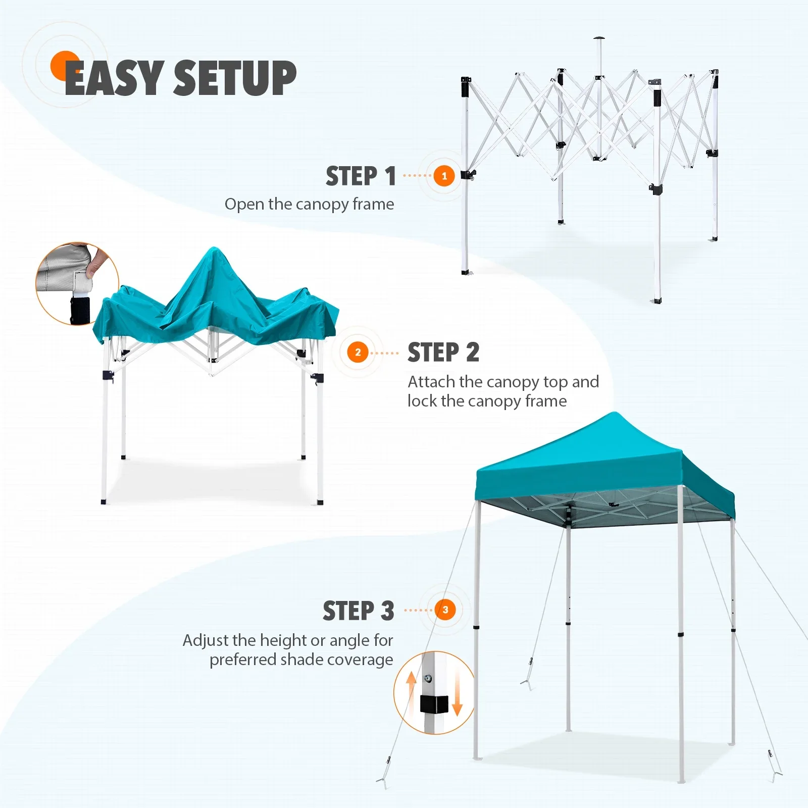 EAGLE PEAK 5x5 Pop up Canopy Tent Instant Outdoor Canopy Easy Set - up Straight Leg Folding Shelter（blue）