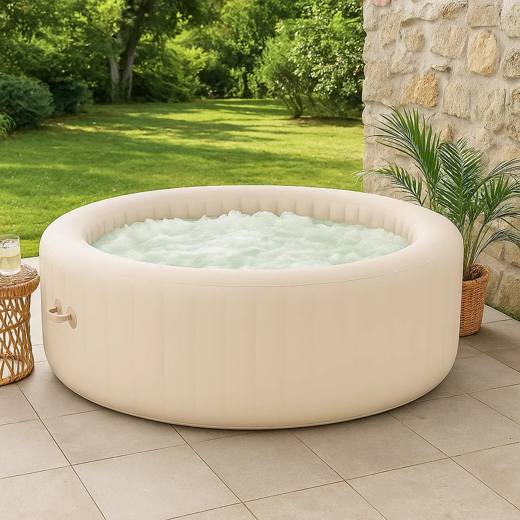 Spa hinchable 800L sistema de burbujas con asas y accesorios Ø180x66 cm color crema - VGBWYFM119ue