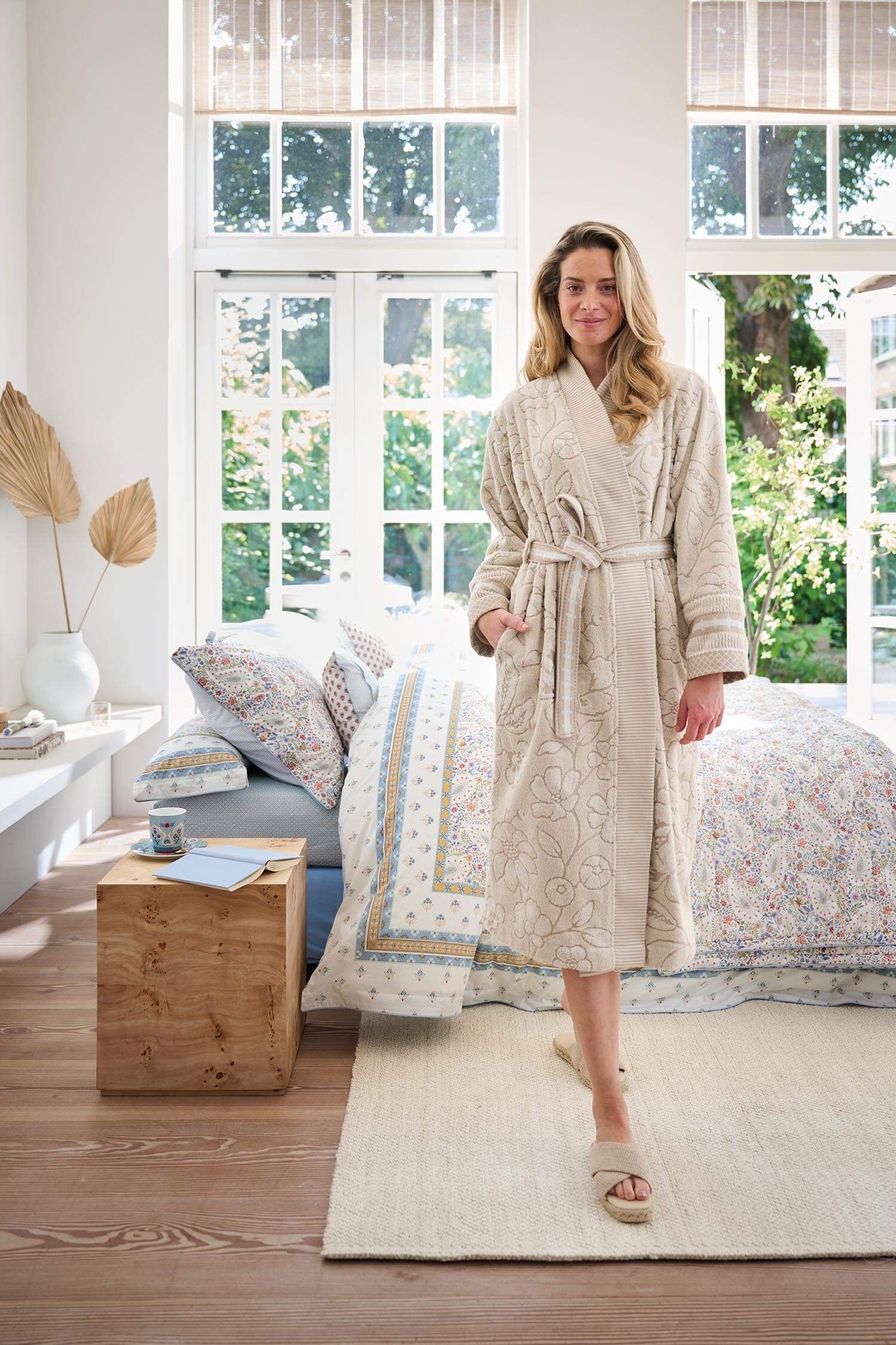 Bathrobe Jasmin Jacquard Sand