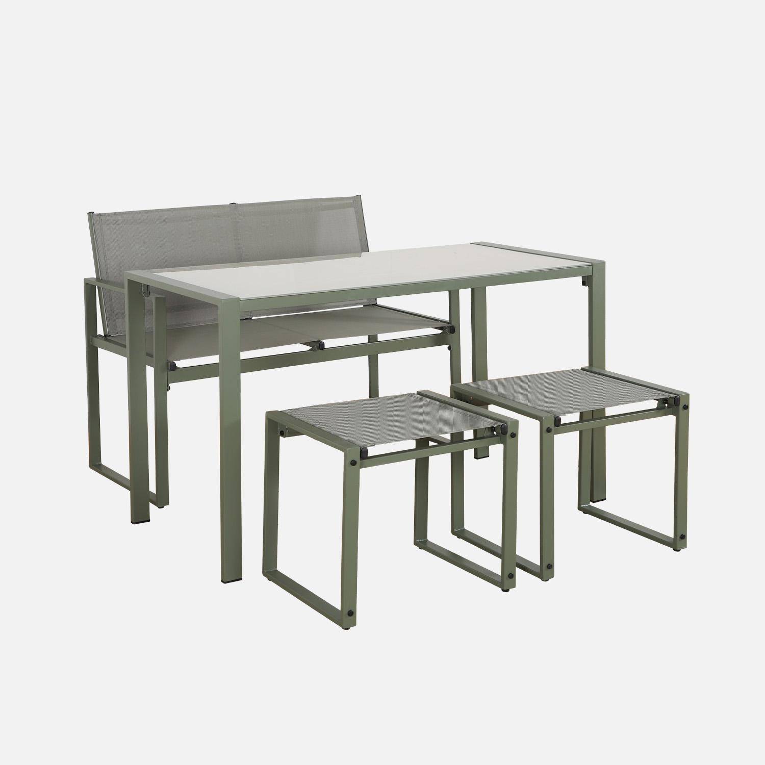 Tavena - Conjunto de mesa de jardín encastrable, 4 plazas