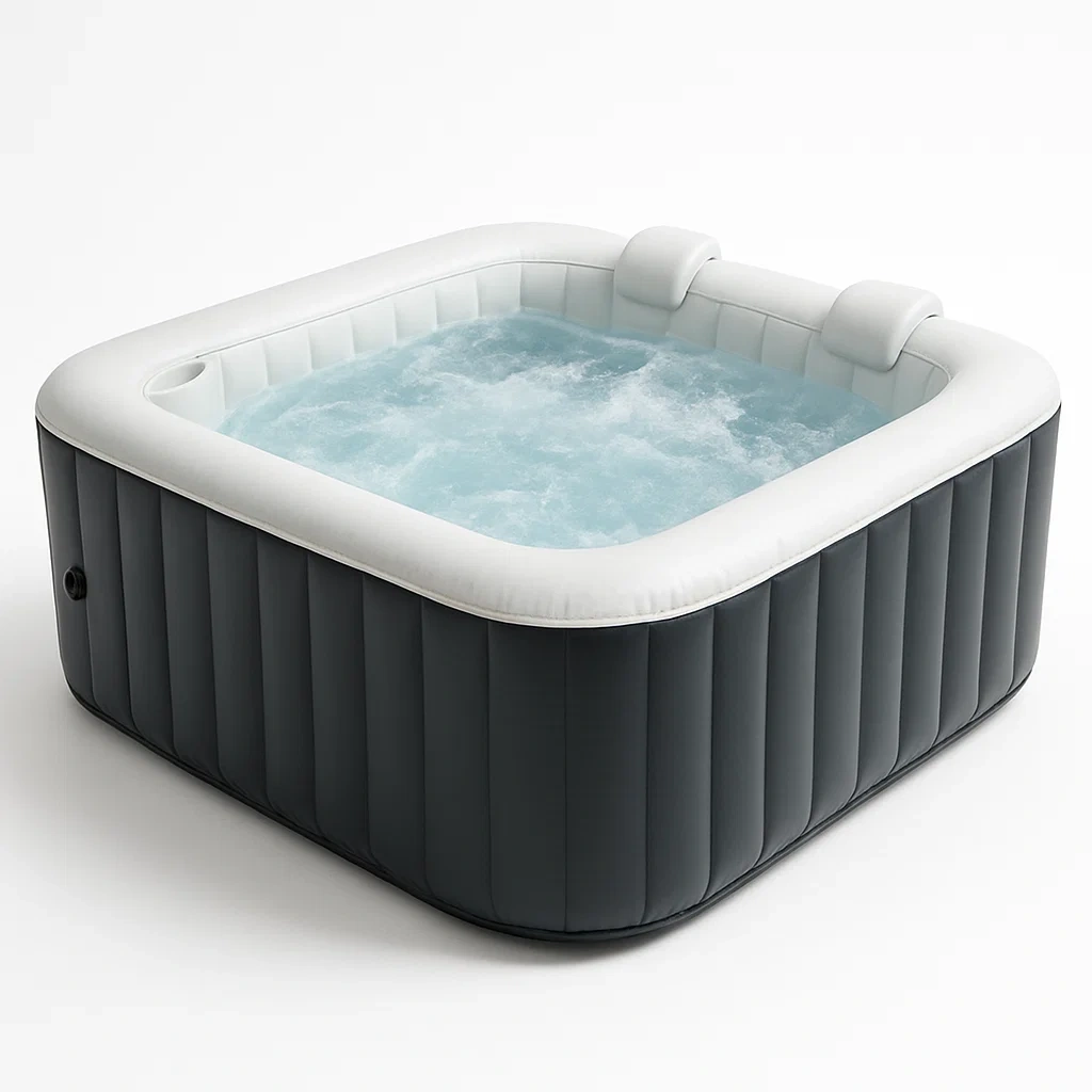 Spas hinchables 180x180x70 cm 4 plazas cuadrado gris/blanco QfkrgdK340Td