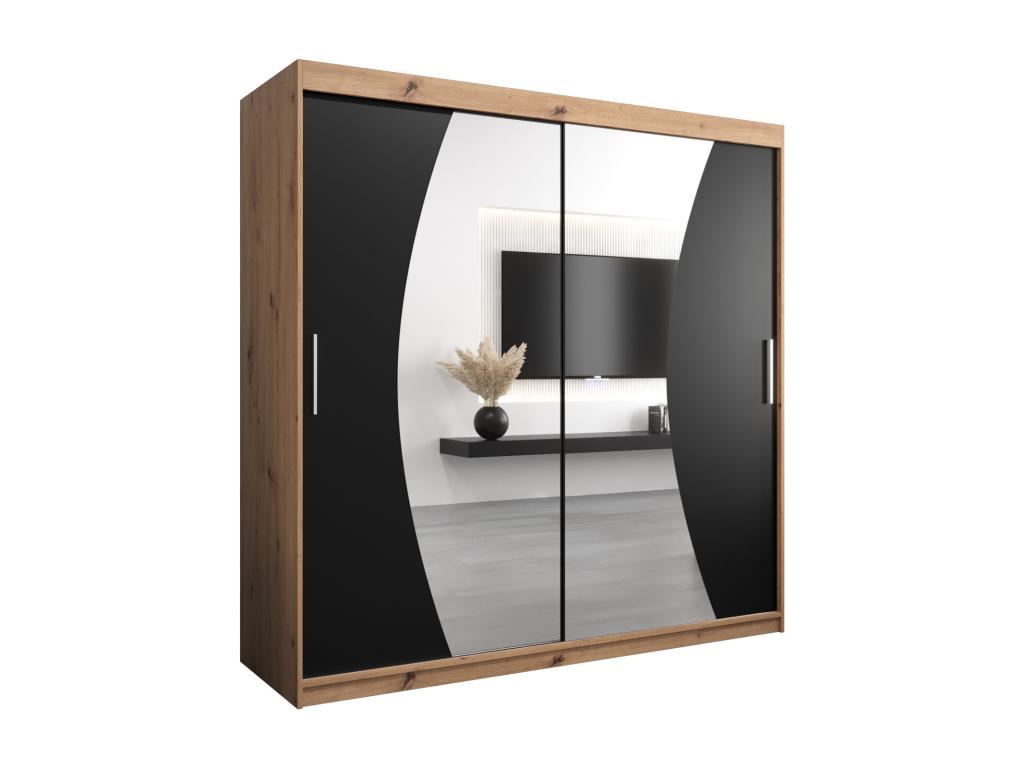 Armario Wave de puertas correderas 200/200/62 2 puertas (artisan/negro)