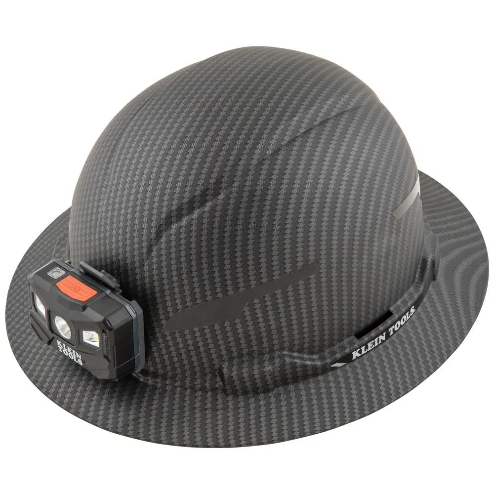 Klein Non-Vented Full Brim Hard Hat, Premium KARBN™ Pattern, Class E, w/Lamp #60346 - KTF Painting Interior Exterior