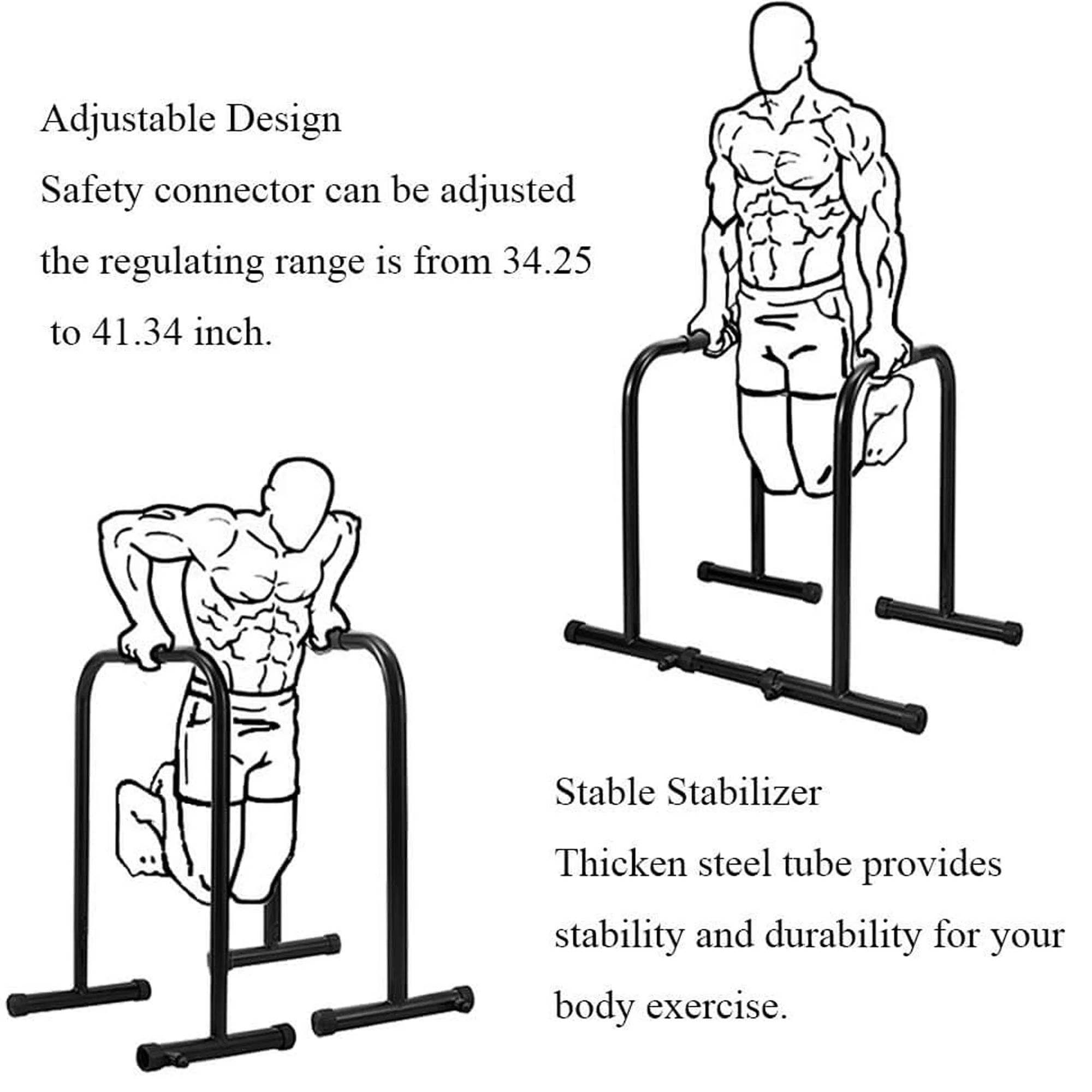 Relife Sports Dip Stand Station with Adjustable Height 300lb Dip Bar for Home Gym, Yellow - Image 8