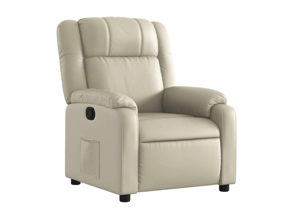 Sillón reclinable de cuero sintético crema